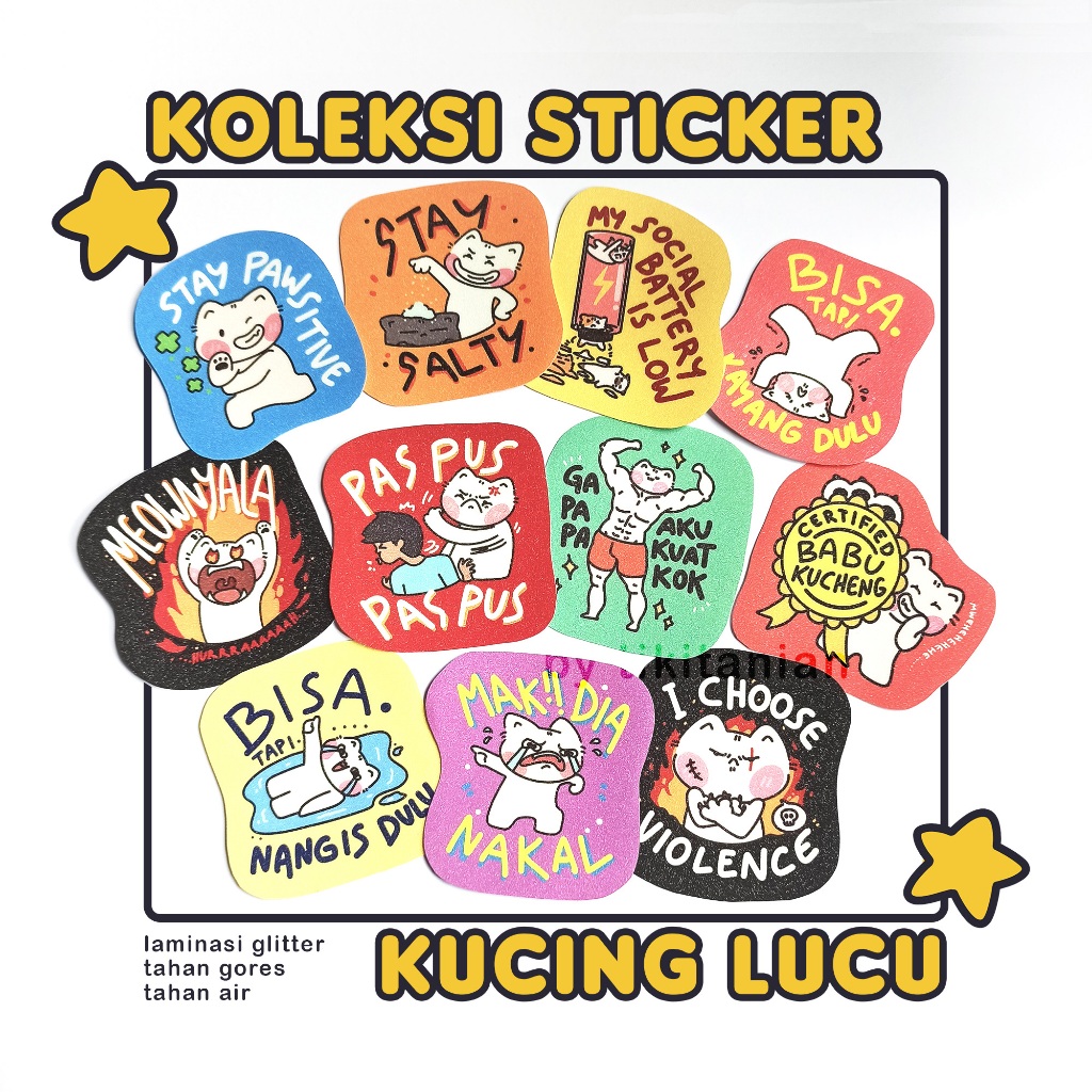 

Stiker Kucing Lucu Waterproof