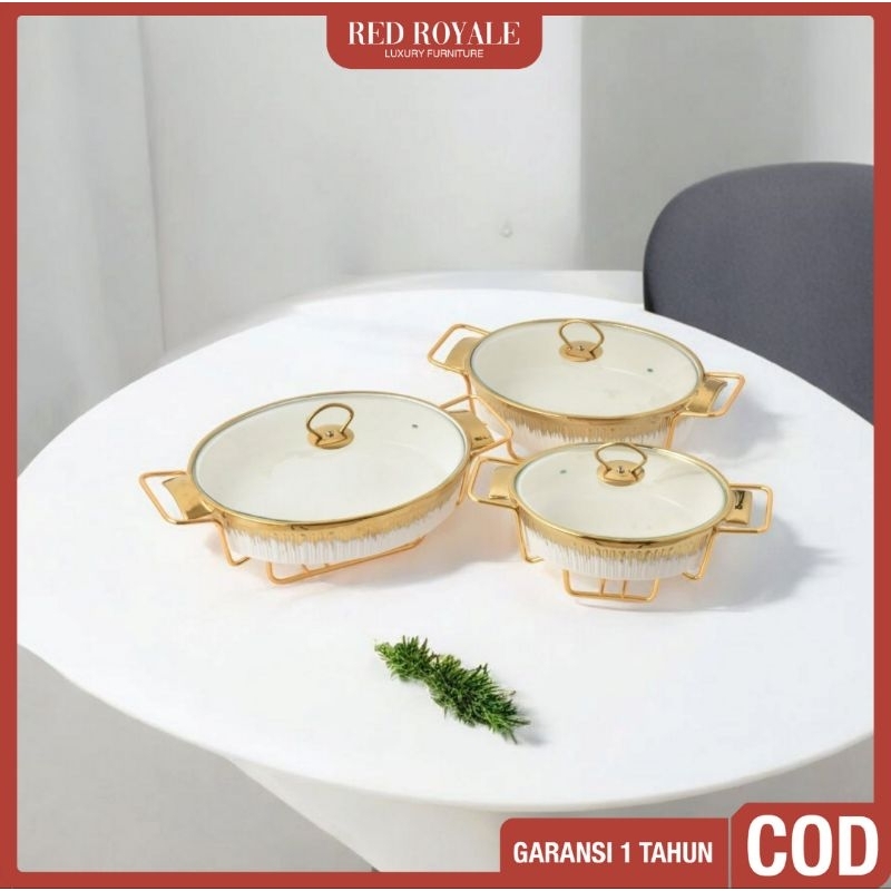prasmanan vicenza keramik gold aesthetic tempat penyimpanan makanan lauk sambal wadah mangkuk