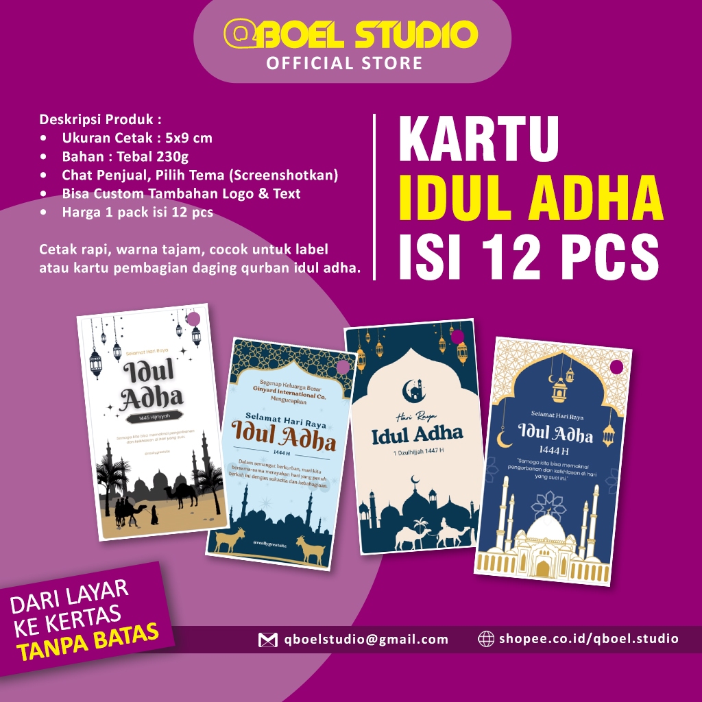 (12 Pcs) Kartu Ucapan / Label / Hangtag Daging Qurban Idul Adha Bahan Tebal