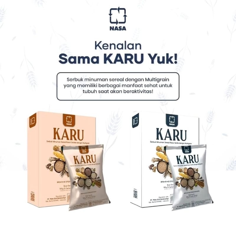 

KARU NASA RASA COKLAT Dan Vanilla Minuman Milk Replacenent Cereal Pengganti Makanan Dengan Multigrain