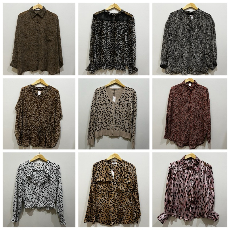 [PRELOVED] - Blouse Oversized Motif Leopard | Atasan Branded Murah | Korean Style |