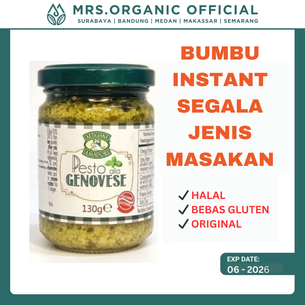 

Bumbu Instant Pasta Itali Artigiana Genovese Pesto Alla Genovese 130 Gr - Saus Itali Organik