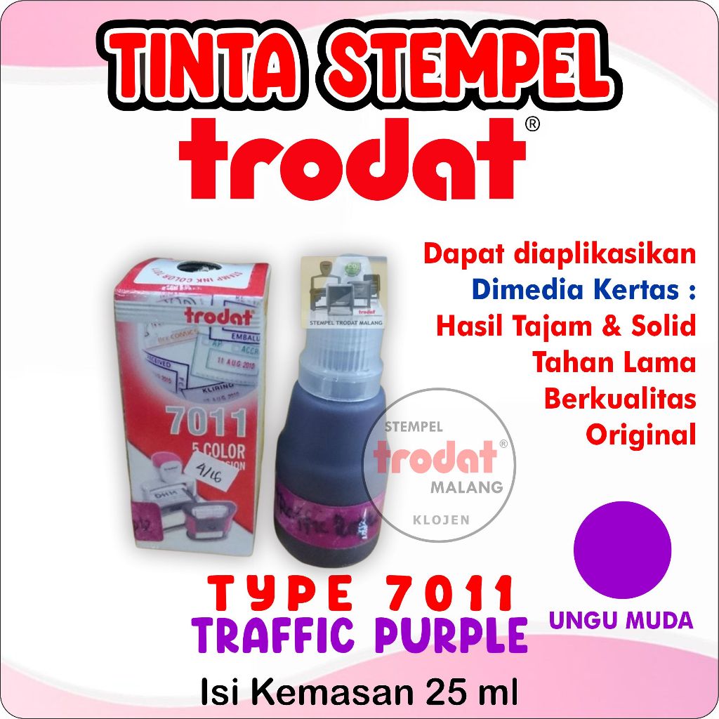 

Tinta Trodat 7011 Traffic Purple / Warna unggu muda / Refil tinta Trodat Original