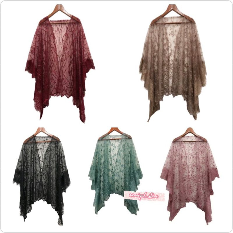 CAPE BRUKAT RENDA CARDIGAN GAUN PESTA BRUKAT TILE GLITER ACARA RESMI BAJU PESTA BAJU KONDANGAN KEKIN