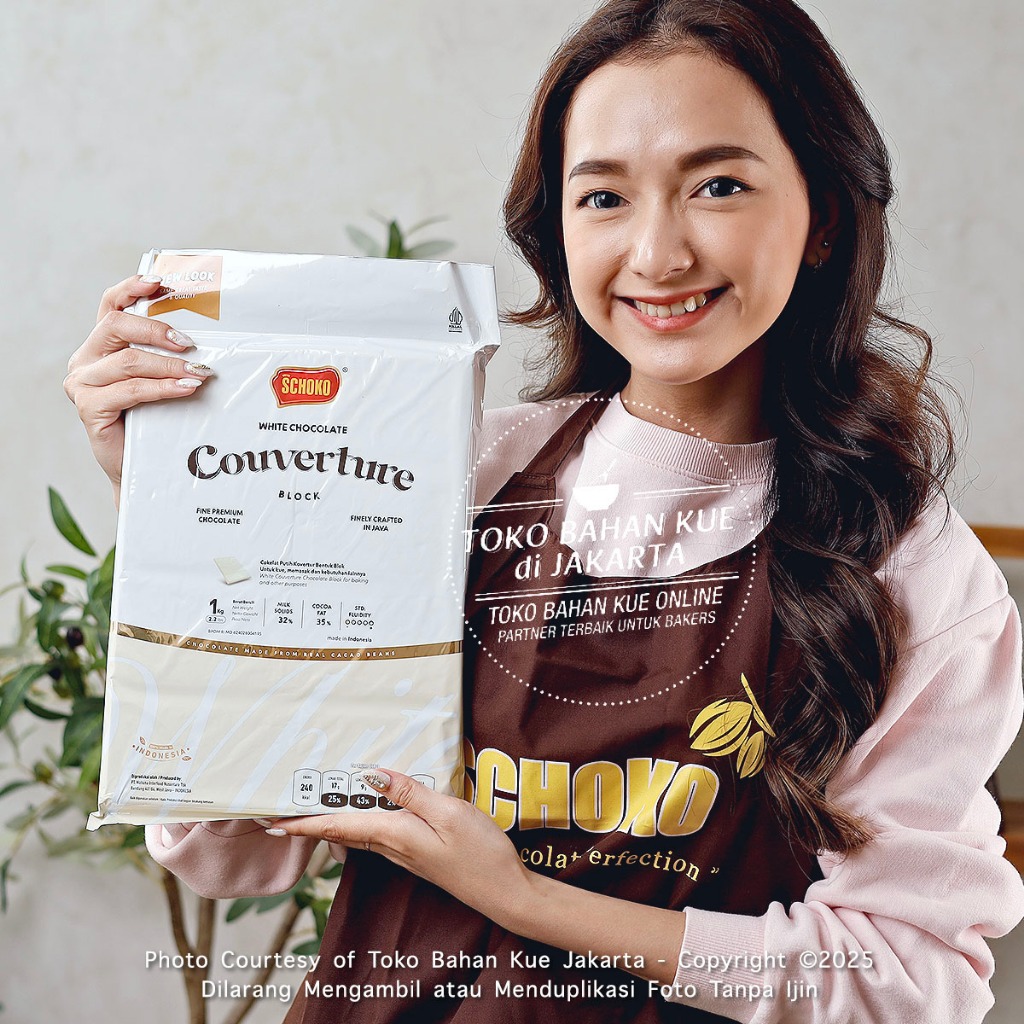 

Schoko Chocolate WHITE COUVERTURE 1kg Coklat Cokelat PUTIH Batang Cake