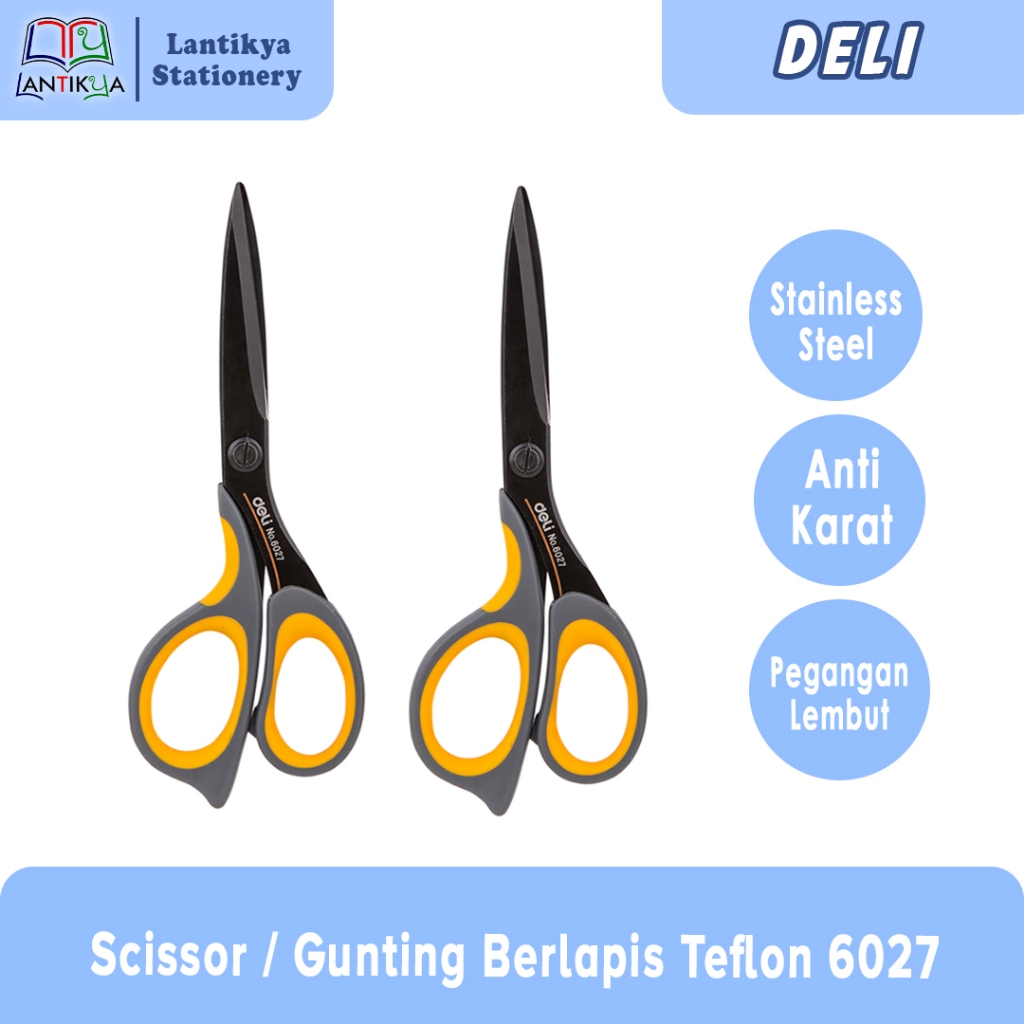 

Deli Gunting / Scissor Berlapis Teflon 175mm / 6027 BLACK