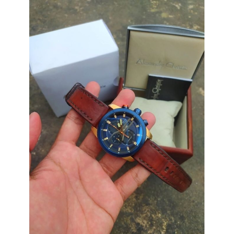 Jam Tangan AC 6559 MC Blue Rosegold Bekas Lengkap