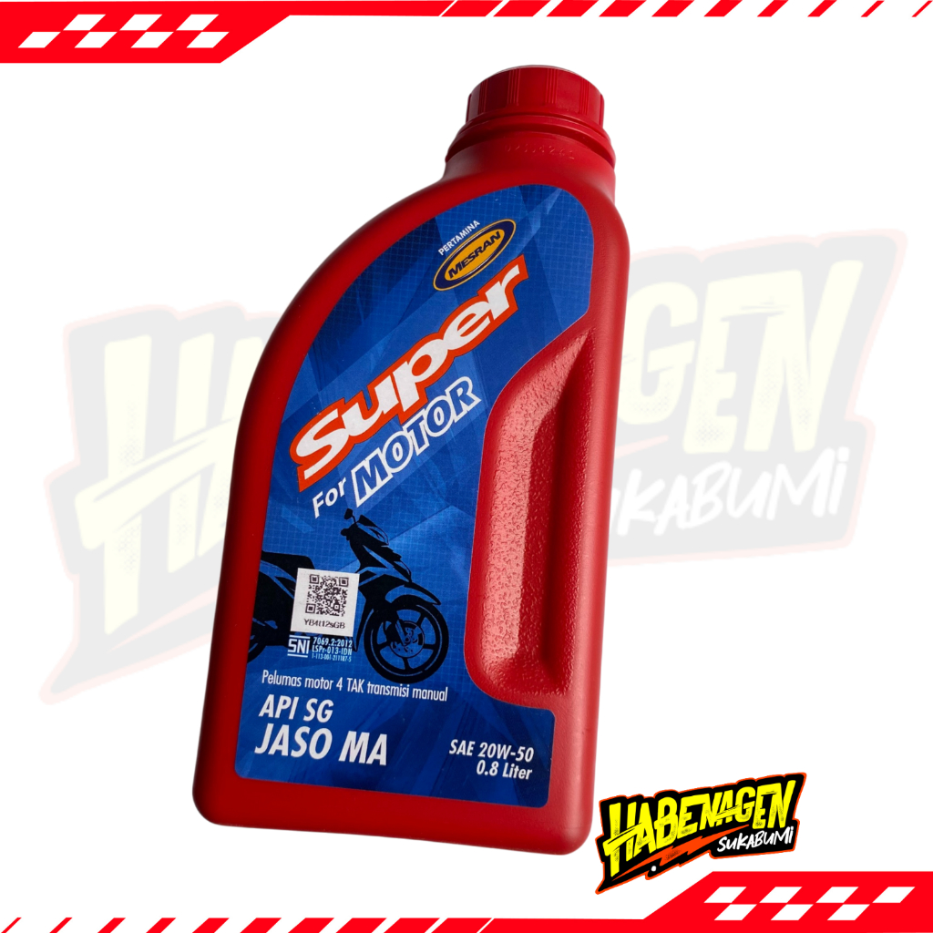 Oli Oil Pelumas Mesran Pertamina Super 800 Ml Mesin Motor Matic Bebek 4 Tak Sae 20W-50 Asli