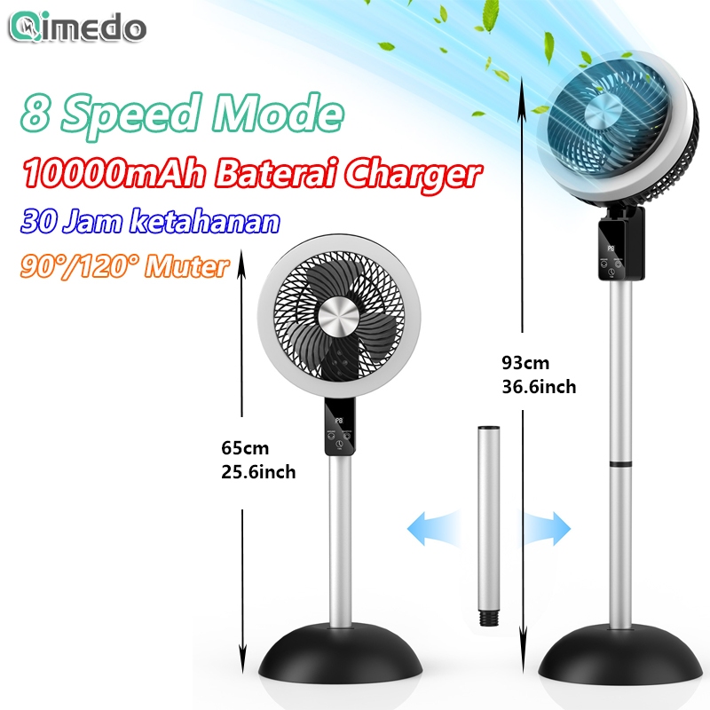 8 Mode Kipas Angin Besar Stand Fan 10000mah Baterai Portable 10inch Cordless Kipas Angin Berdiri