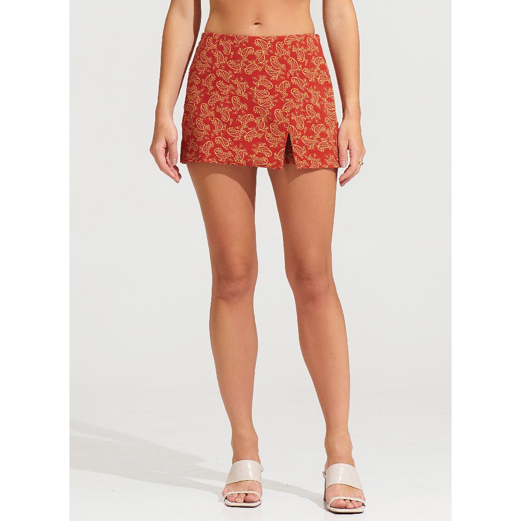Morrato Bali - Front Slit A-Line Mini Wrap Shorts Zinnia Mini Skort