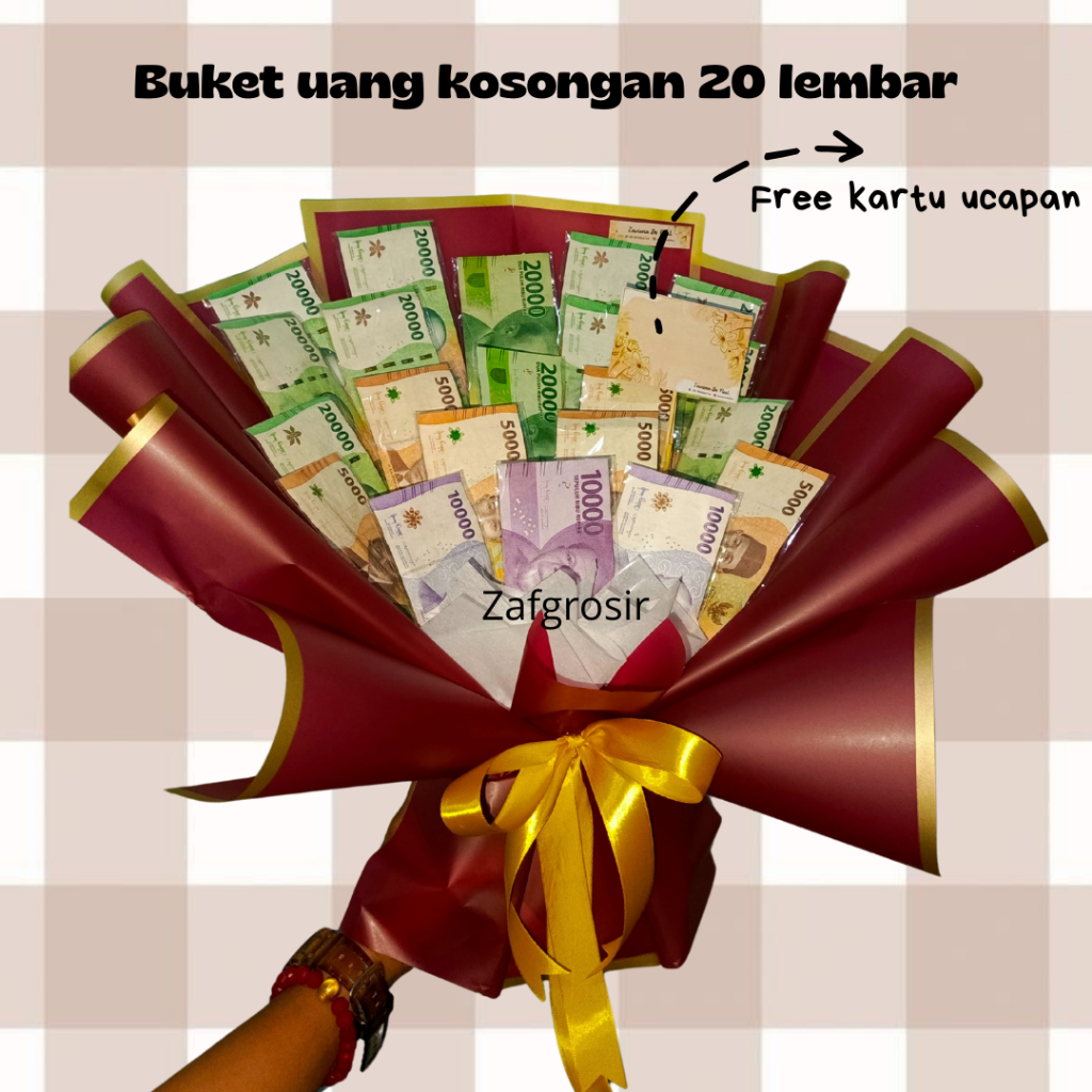 FREE KARTU UCAPAN / BUKET UANG KOSONG ISI 20 LEMBAR / BUKET WISUDA / BUKET ULTAH / BUKET WEDDING