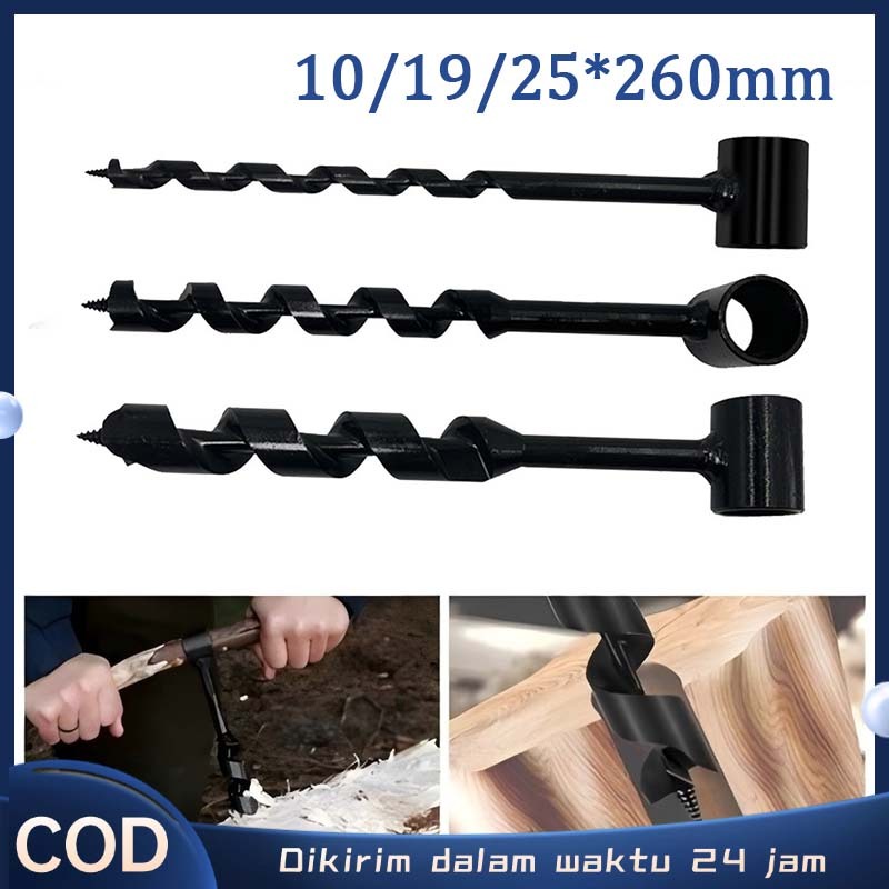 Bor Manual Tangan Bor Kecil Manual 10/19/25mm Auger Drill Baja Karbon Mata Bor Auger
