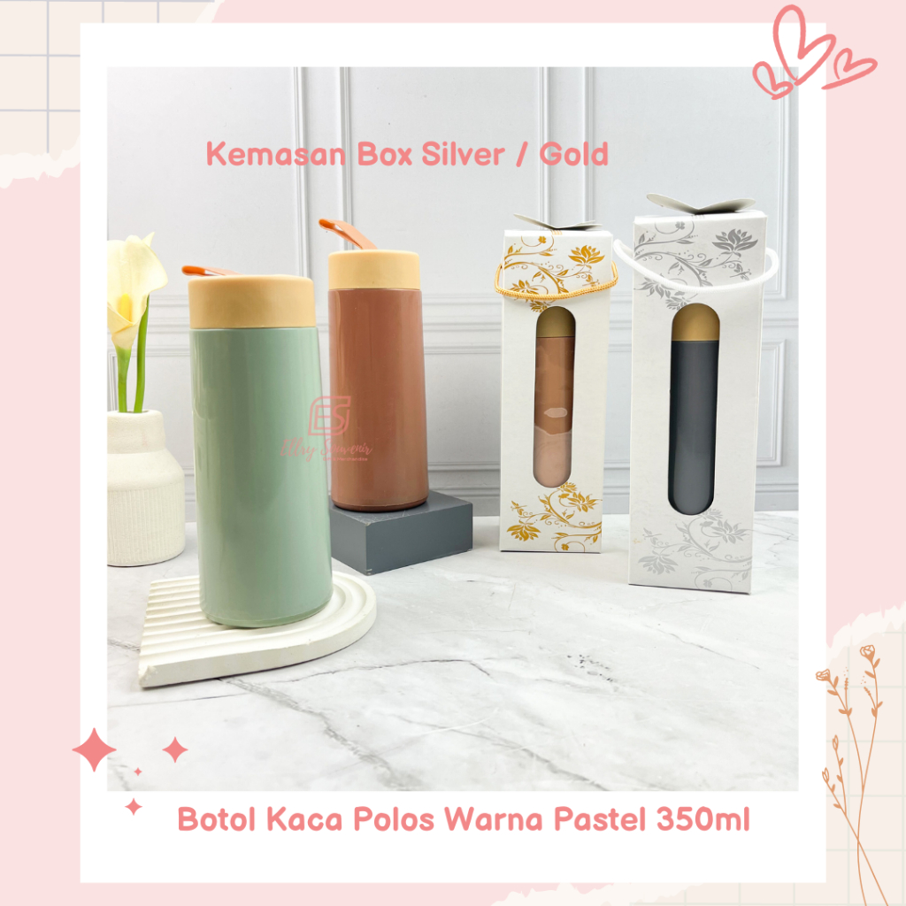 

( Isi 10 pcs ) Souvenir Tumbler / Botol Kaca Pastel Polos Warna Pastel 350ml Kemas Box - Tumbler Latte