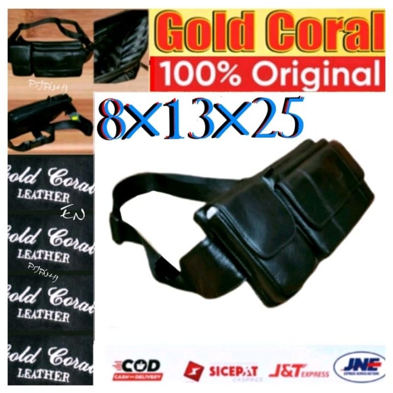 GOLD CORAL WAISTBAG TAS PINGGANG KULIT PRIA