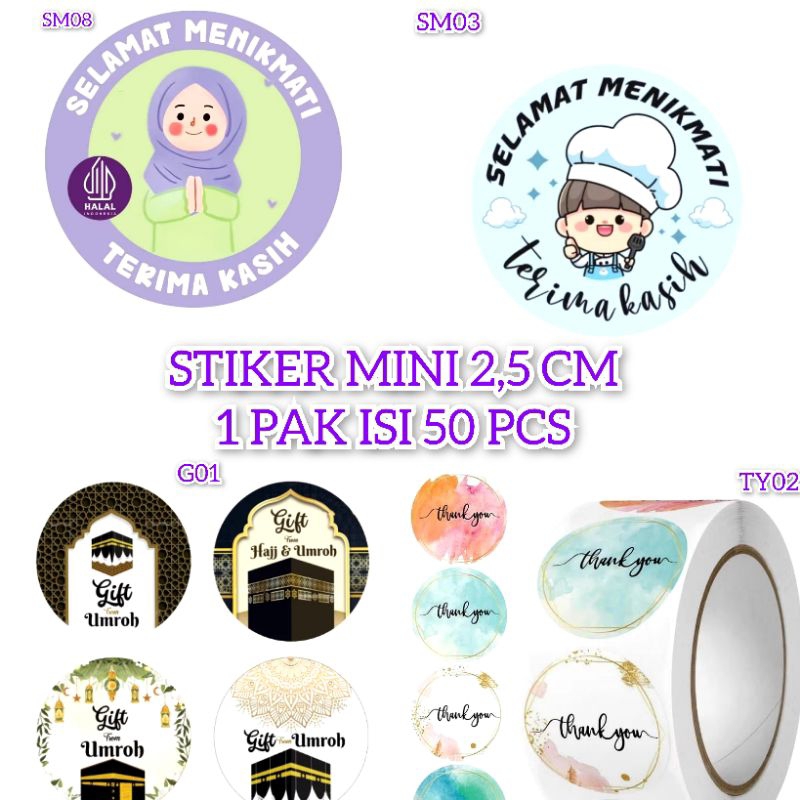 

STIKER 1 Pak isi 50pcs SELAMAT MENIKMATI | HAPPY BIRTHDAY | GIFT UMROH HAJI | THANK YOU Cocok Untuk Tempel di box hampers kue kering kotak makan