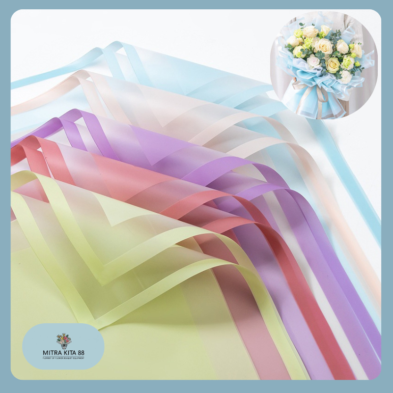 

Isi 20 LEMBAR Kertas Buket Bunga Double Frame Color Flower Wrapping Paper Celophane KB122