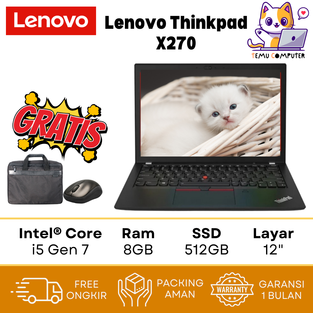 Laptop Lenovo Thinkpad X270 | i5 Gen7 16GB SSD 512GB | Second Mulus