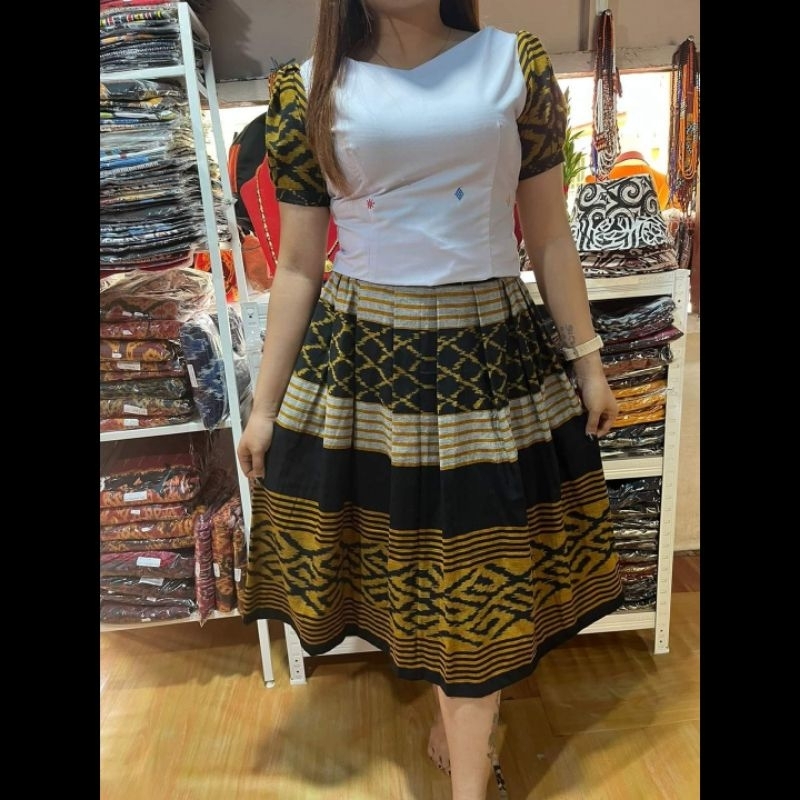 BAJU SETELAN LENGAN BALON ROK PAYUNG - TENUN JEPARA