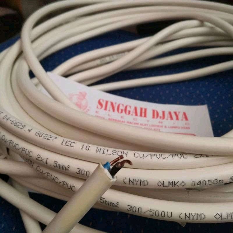 Kabel wilson nym Listrik 2x1,5 mm KAWAT Tembaga Murni kawat 2 tembaga kawat (10 meter)