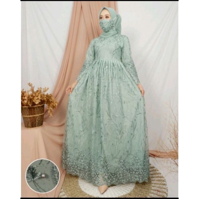 Gamis Queenza Brokat