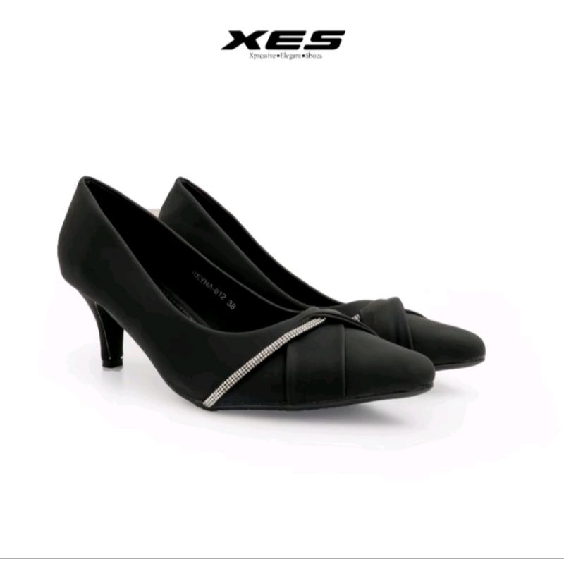 Preloved heels XES-REYNA-612 Hitam Sepatu Heels Kerja Wanita 6 cm || Preloved Sepatu Hitam || XES-RE
