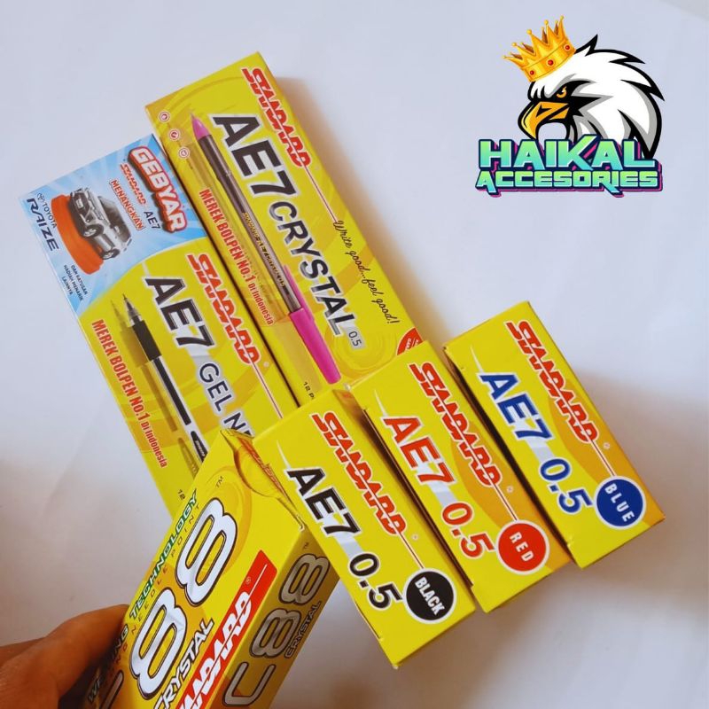 

Pulpen Standard Pen Gel Pena Pulpen Standard AE7 Crystal AE7 Gel NP Perpack Isi 12pcs Paket Hemat Untuk Usaha
