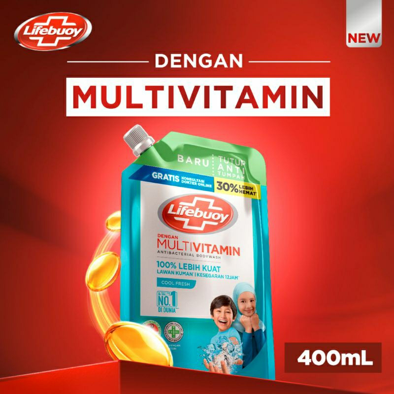 Sabun Cair Lifebouy Body Wash Cool Fresh 400ml Reffil