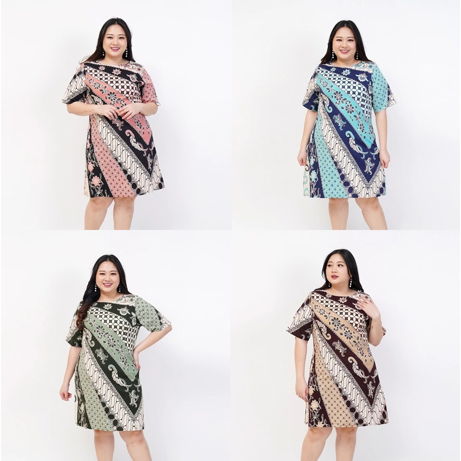 DRESS BATIK WANITA JUMBO BIG SIZE LD 120 CM XXL XXXL 038 J BAJU HAMIL KERJA KANTOR PESTA KONDANGAN B