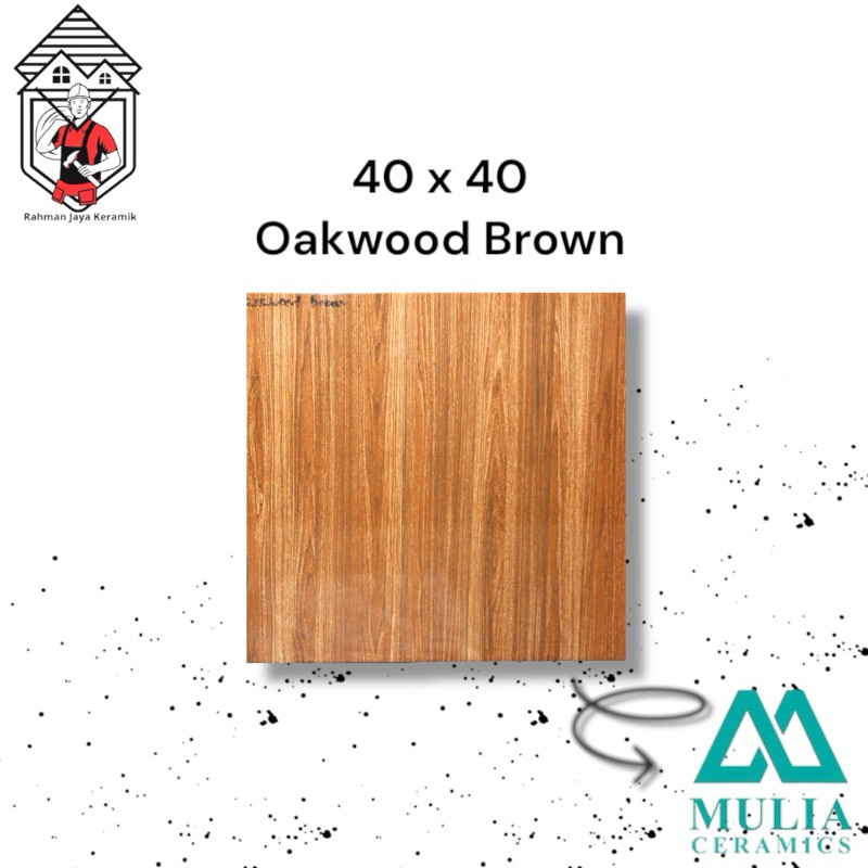 Keramik Glossy Lantai ukuran 40x40 Oakwood Brown & Beige Model Kayu Glosy Kilap/Licin