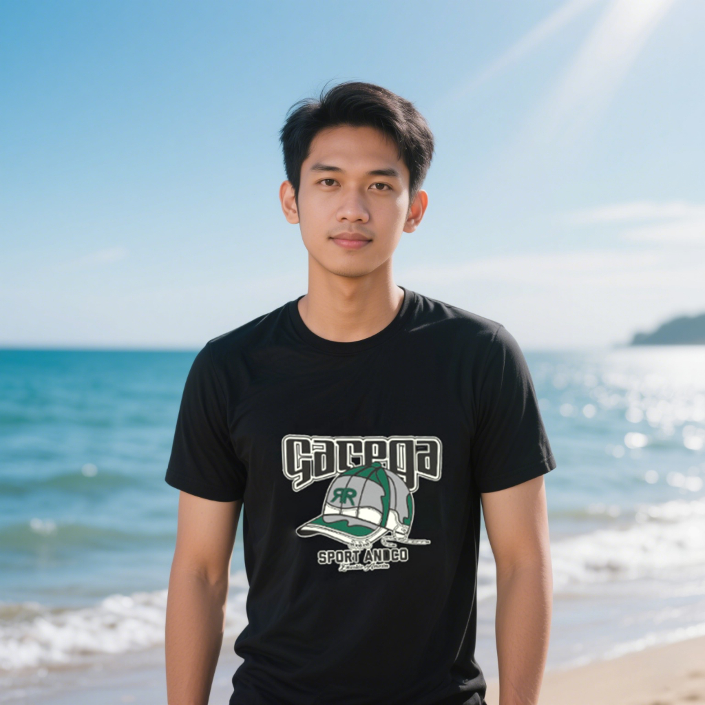 Trendy casual mencetak topi bebek leher putar T-shirt/kaos katun pendek musim panas