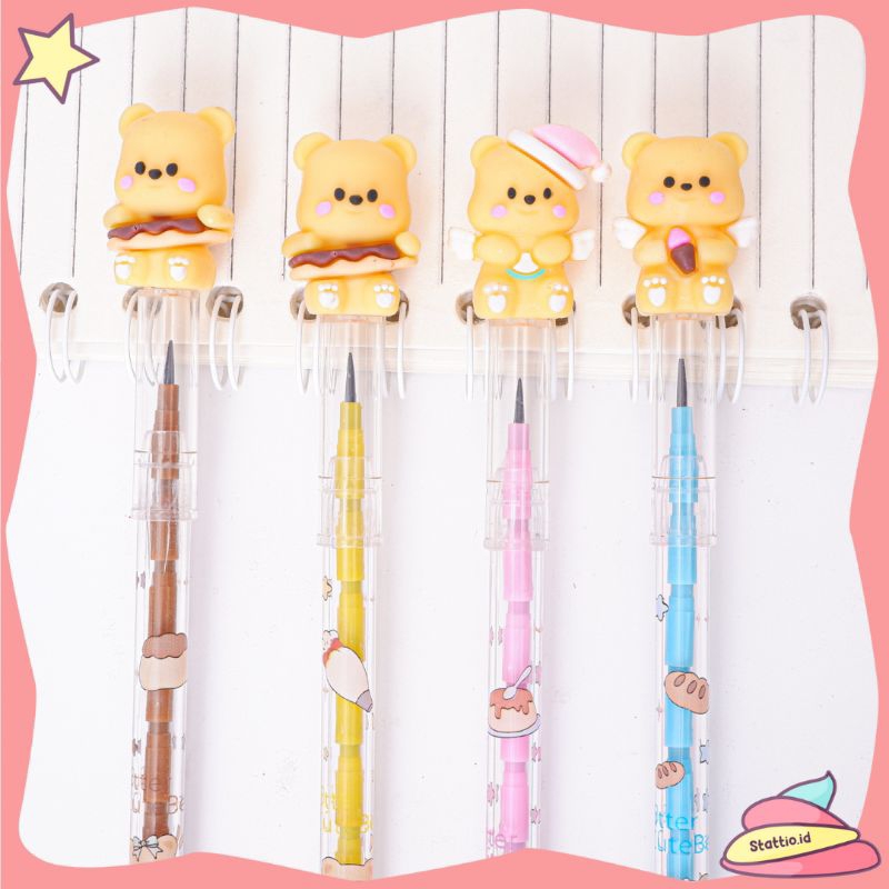 

Pensil Susun / Peluri Butter Bear No.618 Pencil Beruang Bisa Direfill Benzia Tumpuk