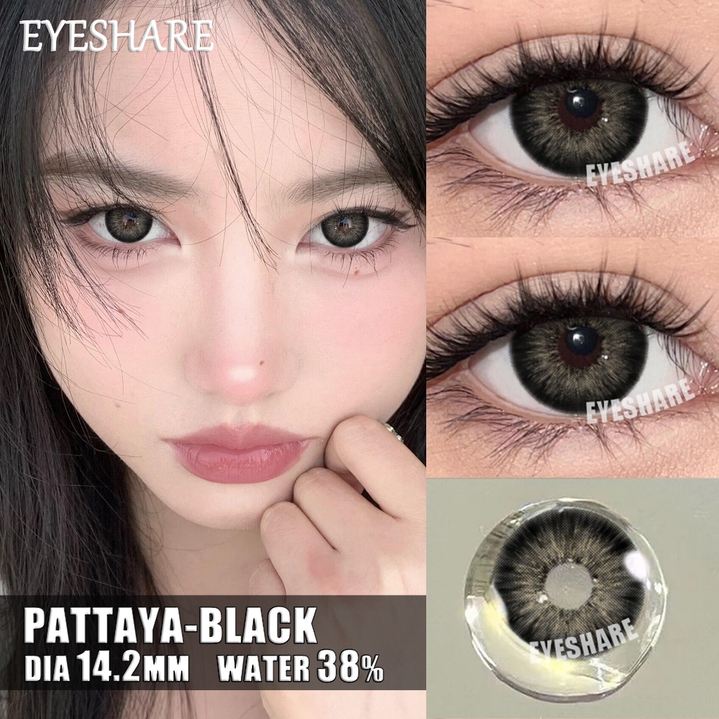 Eyeshare Softlens PATTAYA Seri Hitam/Abu-abu 1 Pasang Lensa Kontak Warna Lensa Kontak Minus 0.00