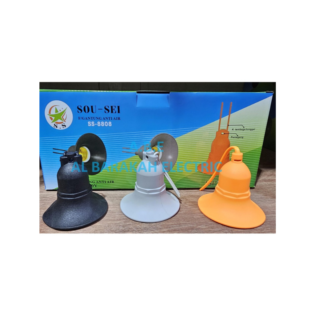 FITTING GANTUNG/FITING LAMPU/FITING KARET ANTI AIR-WATERPROOF E27/ SOU-SEI SS-8808/KABEL ENGKEL(NYM)