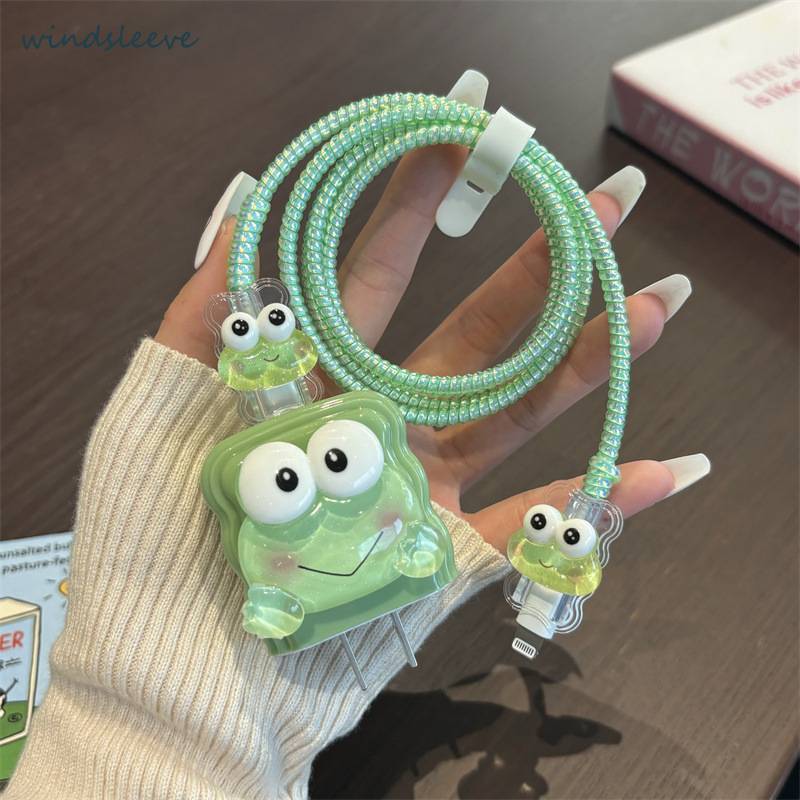 Pelindung Kabel Carger iPhone Full Set 5 in 1 Case Charger iPhone 18W 20W Kabel Charger Spiral Clear