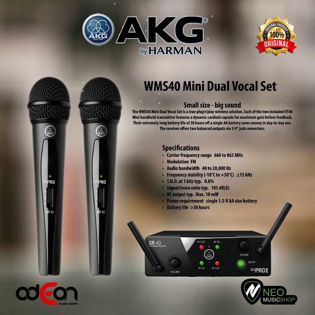 AKG WMS40 Mini Dual Vocal Microphone Wireless System
