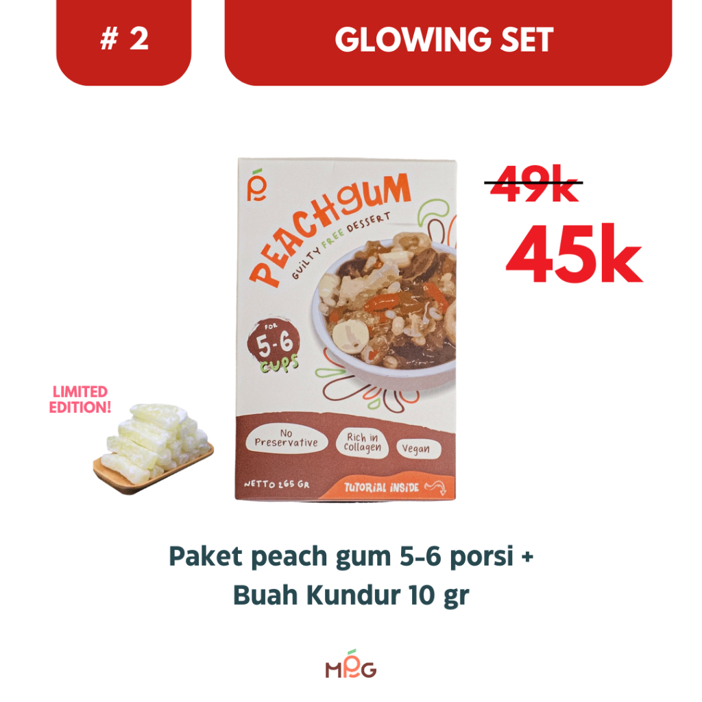 

Mending Peach Gum - [READY INSTANT] Paket Glowing Set 2 (Peach Gum 5-6 Posi + Buah Kundur 10gr)