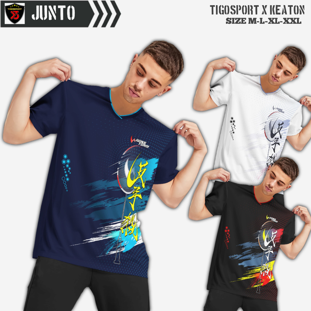 [ JUNTO FREE SABLON NAMA ] BAJU BADMINTON DEWASA PRIA WANITA LENGAN KAOS BULUTANGKIS KAOS BADMINTON 
