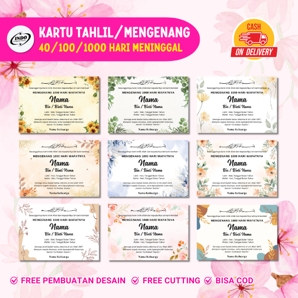 [COD] CETAK KARTU TAHLIL MENGENANG 40/100/1000 HARI - KARTU MENGENANG ORANG MENINGGAL - KARTU TAHLIL