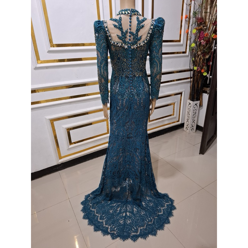 kebaya resepsi emerald blue modern