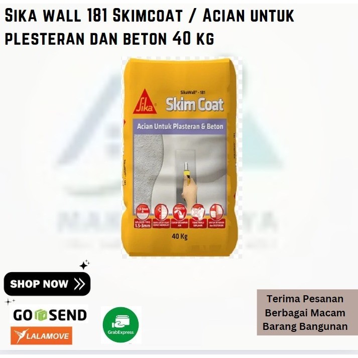 Sika wall 181 Skimcoat / Acian untuk plesteran dan beton 40 kg