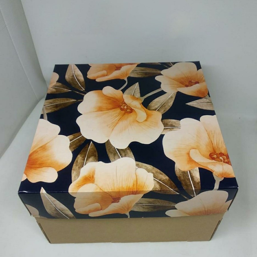 

Box marmer cake orange flower mika 25x25 kotak kue bolu lapis legit tempat roti dus hampers gift box