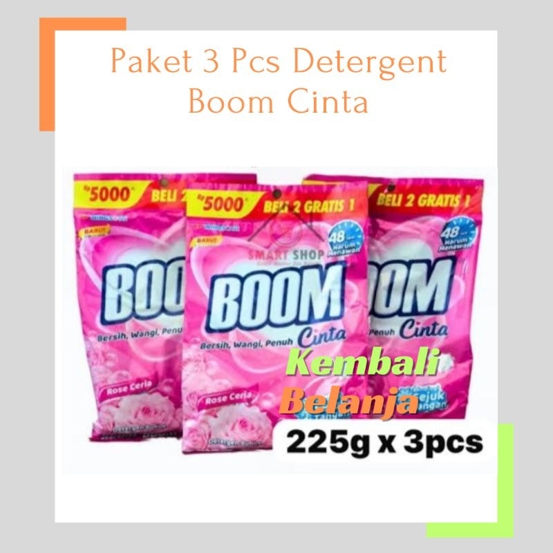 Paket 3 Pcs Detergen Bubuk BOOM 225 Gram/ Deterjen Boom 5000/ Boom Lavender/ Sabun Detergen/ Deterge