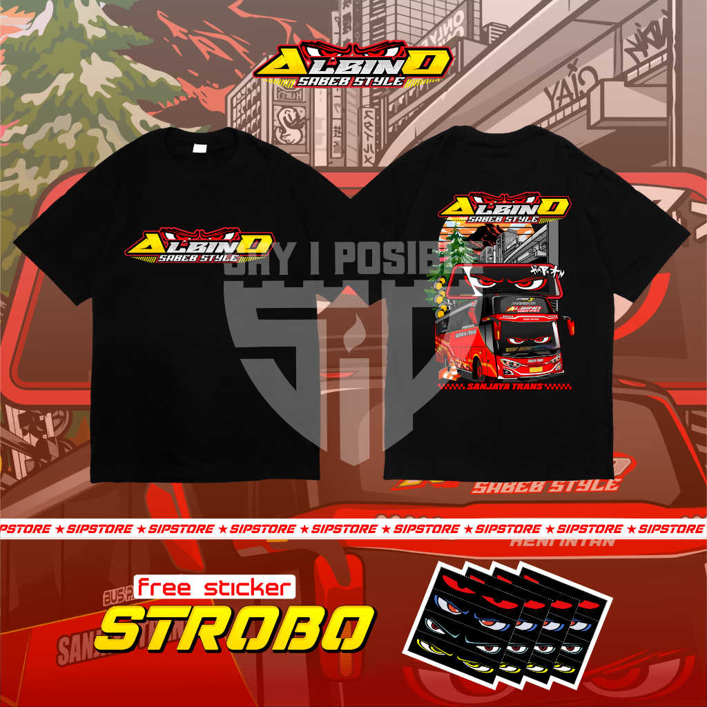 FREE STIKER KAOS BUS MANIA ALBINO STROBO SPESIAL EDITION BAJU BUSMANIA ANAK DAN DEWASA ASD
