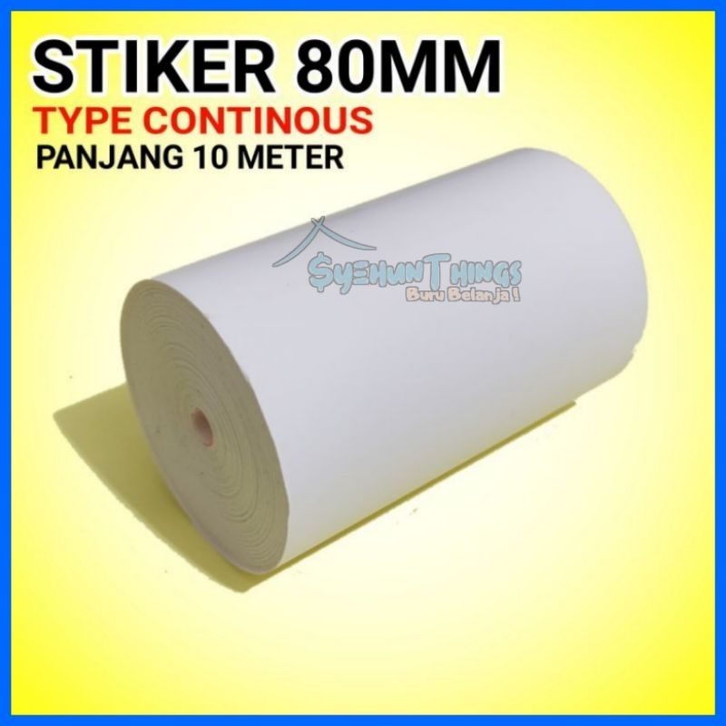 

Kertas Label Sticker Thermal 80 mm x 10 m Continous Kertas Print Resi