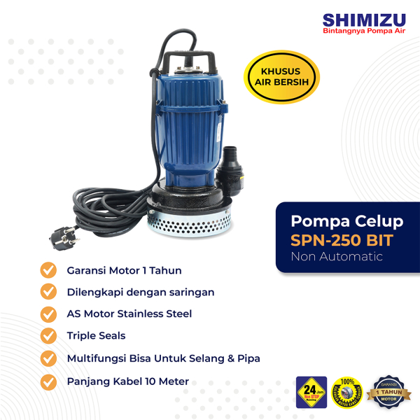 SHIMIZU SPN 250 BIT Pompa Celup / Pompa Kuras / Pompa Kolam Ikan Non Otomatis