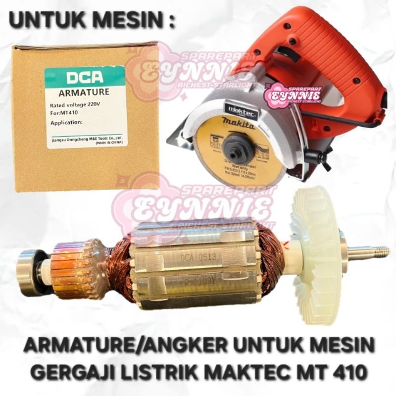 ARMATURE ANGKER UNTUK MESIN MARBLE CUTTER MAKTEC MT410 MT 410 DCA ANGKER UNTUK GERGAJI LISTRIK MAKTE