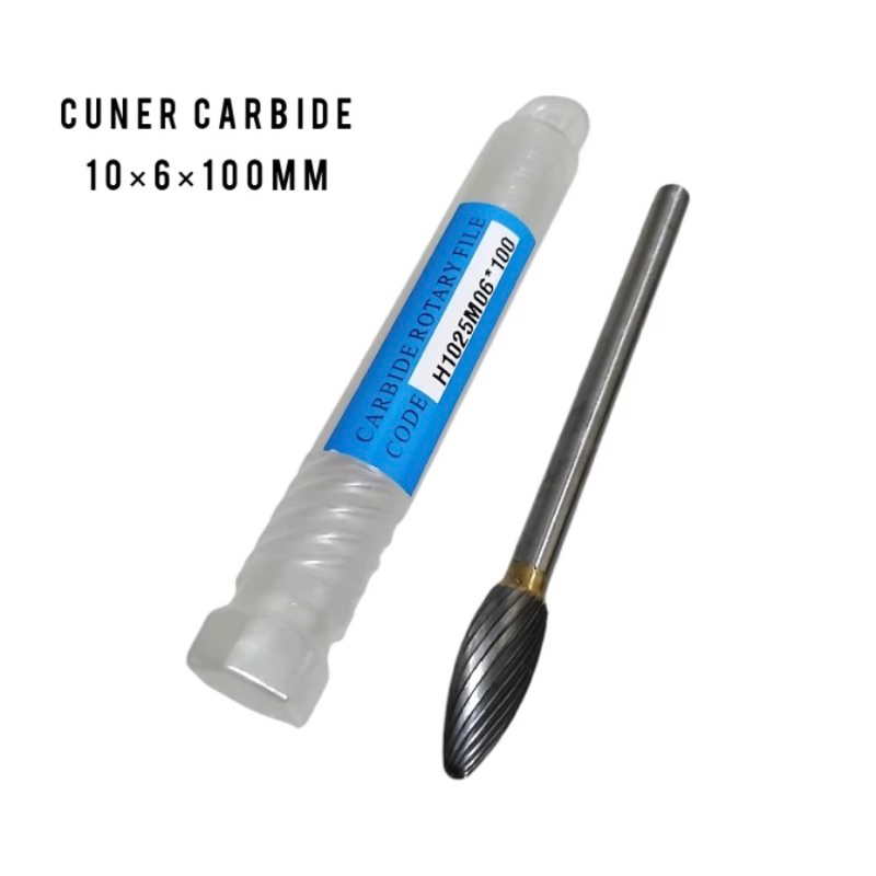 mata bor cuner tuner searah 10x6x100mm carbide rotary burr mata porting 10mm gagang 6mm long 100mm b