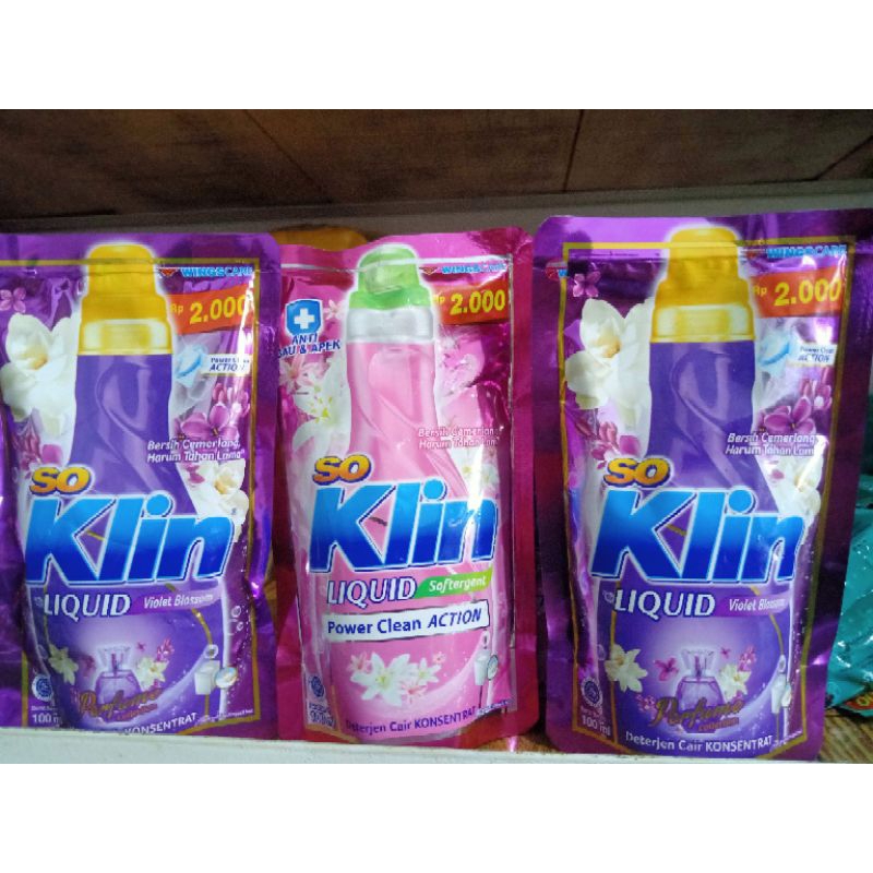 SoKlin Deterjen Cair Pouch 100ml. Soklin Deterjen Cair Violet Pouch. SoKlin Deterjen Cair Power Clea