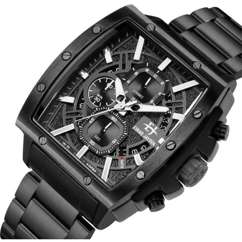 Evans Jayden 9463-2 Jam Tangan Pria Rantai Stainless Steel Choronograph Water Resistant