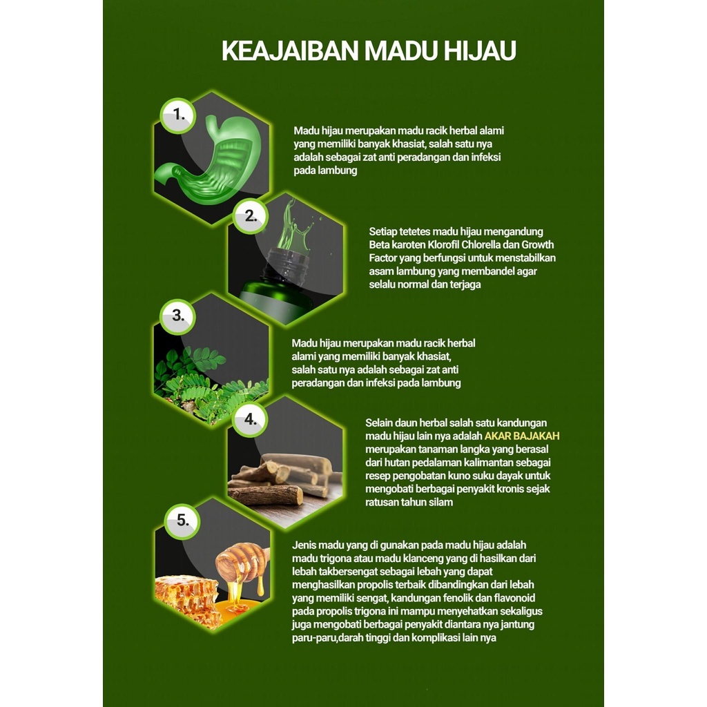 Madu Hijau Original 100% Logo M Madu Herbal Bantu Atasi Masalah Pencernaan Sudah BPOM 210gr